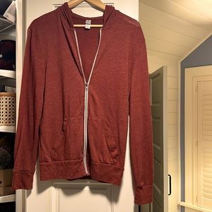 Classic red zip-up hoodie